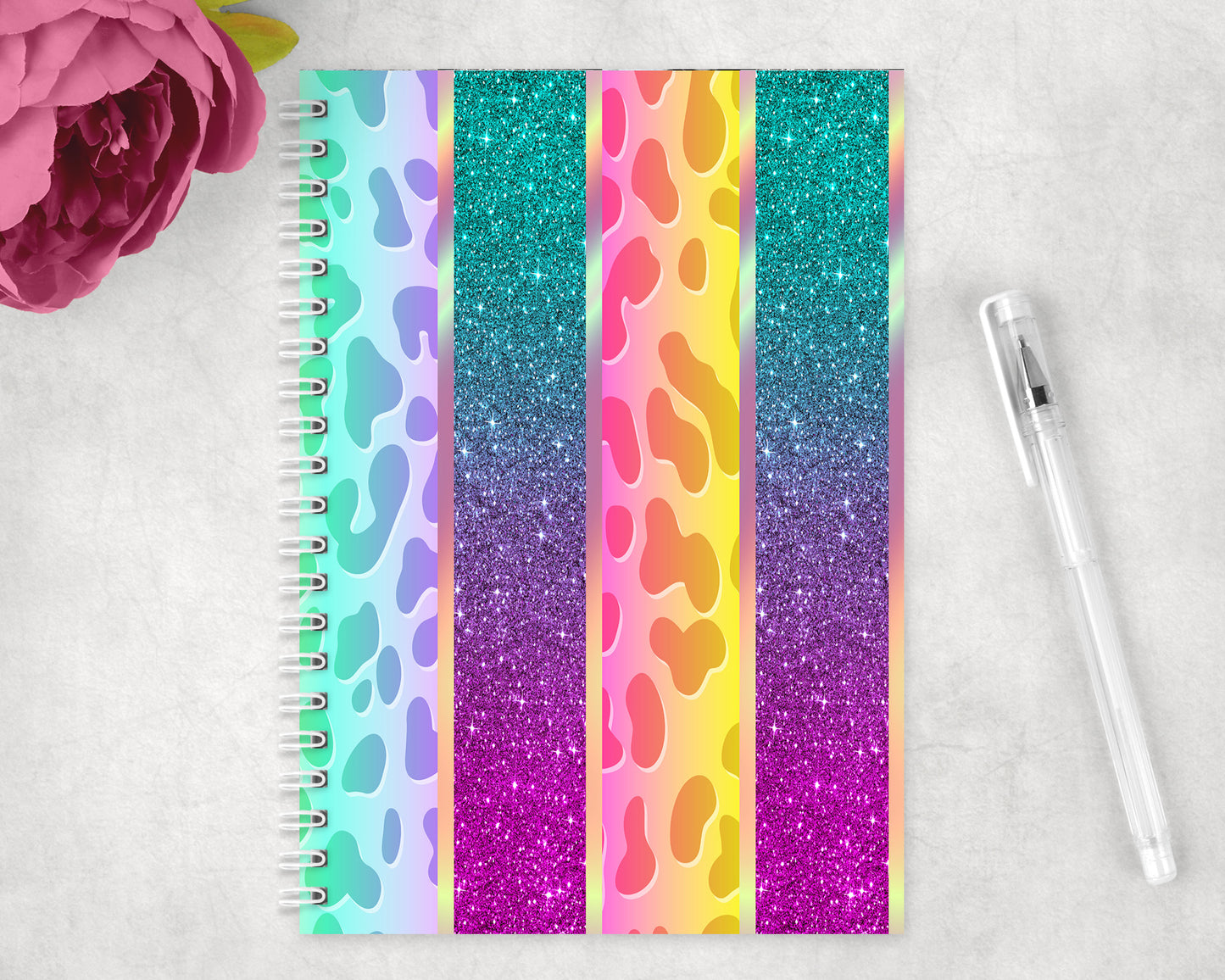 Rainbow Leopard Print Spiral Lined A5 Journal - 1102