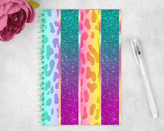 Rainbow Leopard Print Spiral Lined A5 Journal - 1102