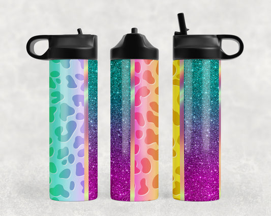 Rainbow Leopard Print Water Bottle - 1102