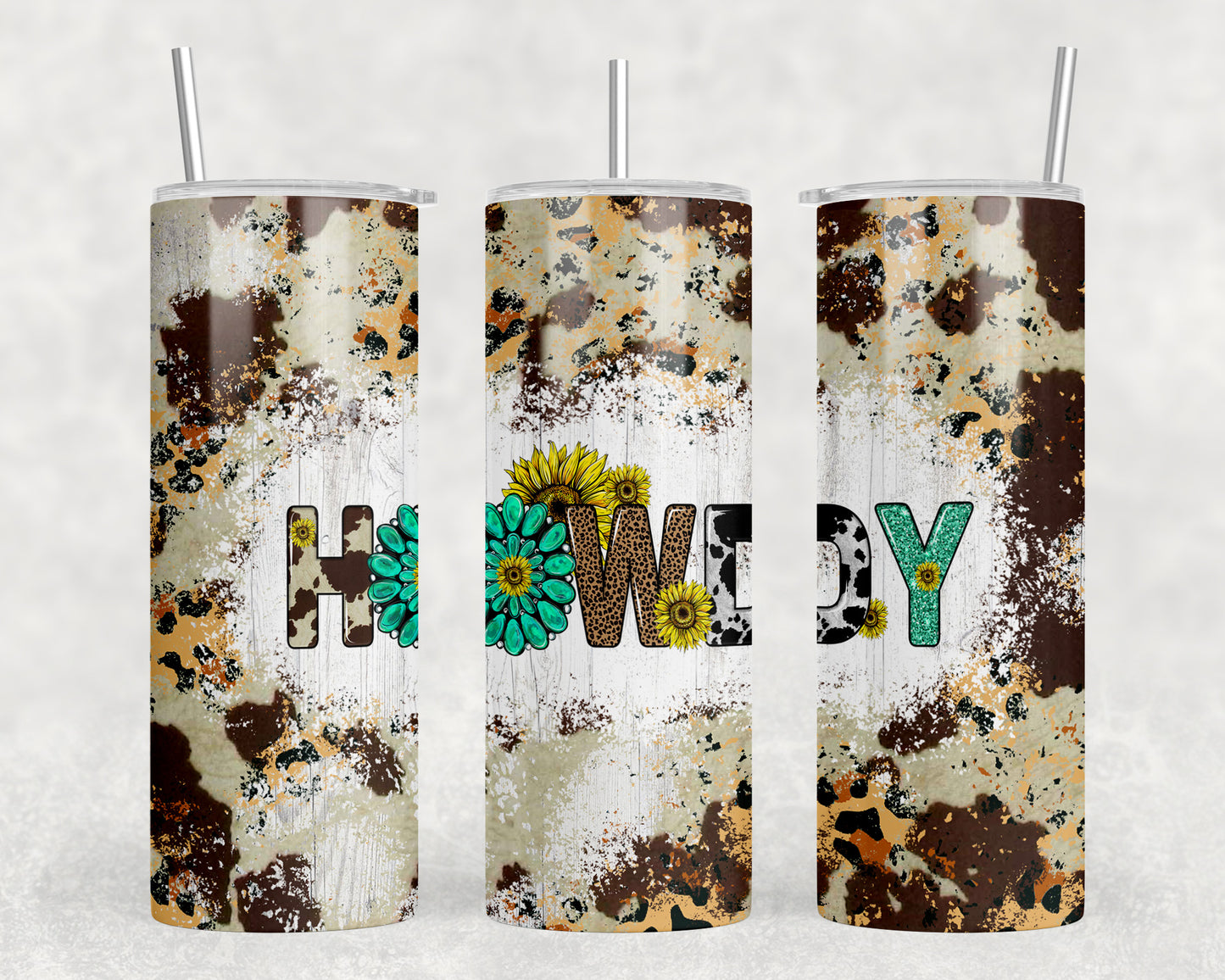 Printed Cowhide Howdy 20oz Skinny Tumbler - 1105