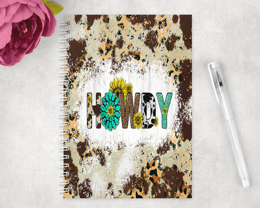 Printed Cowhide Howdy Spiral Lined A5 Journal - 1105