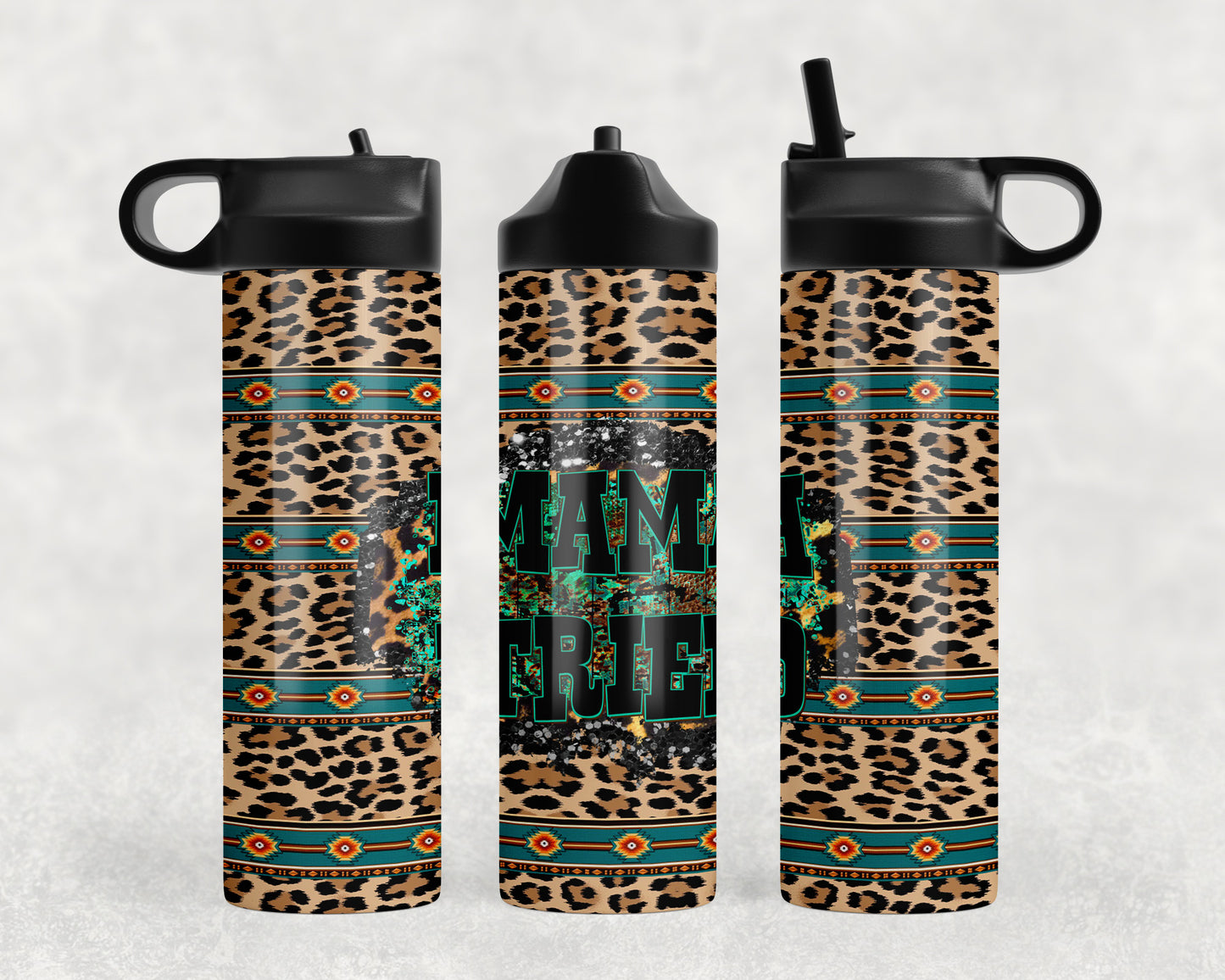 Leopard Print Mama Tried Water Bottle - 1107