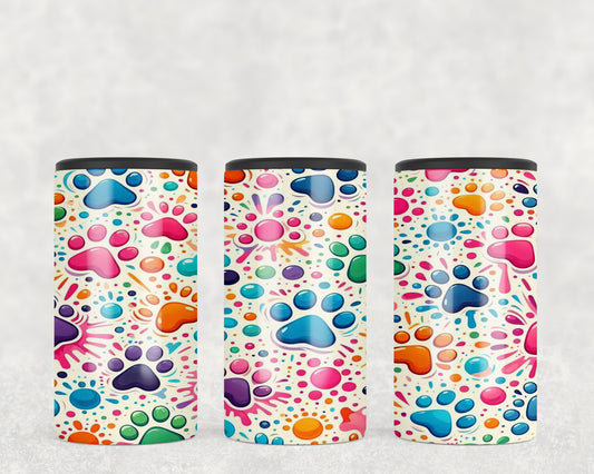 Multi Color Paw Prints 5-in-1 Can Hugger Tumbler - 110