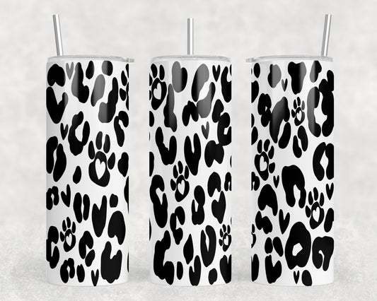 Leopard Print Paw Prints 20oz Skinny Tumbler - 1125