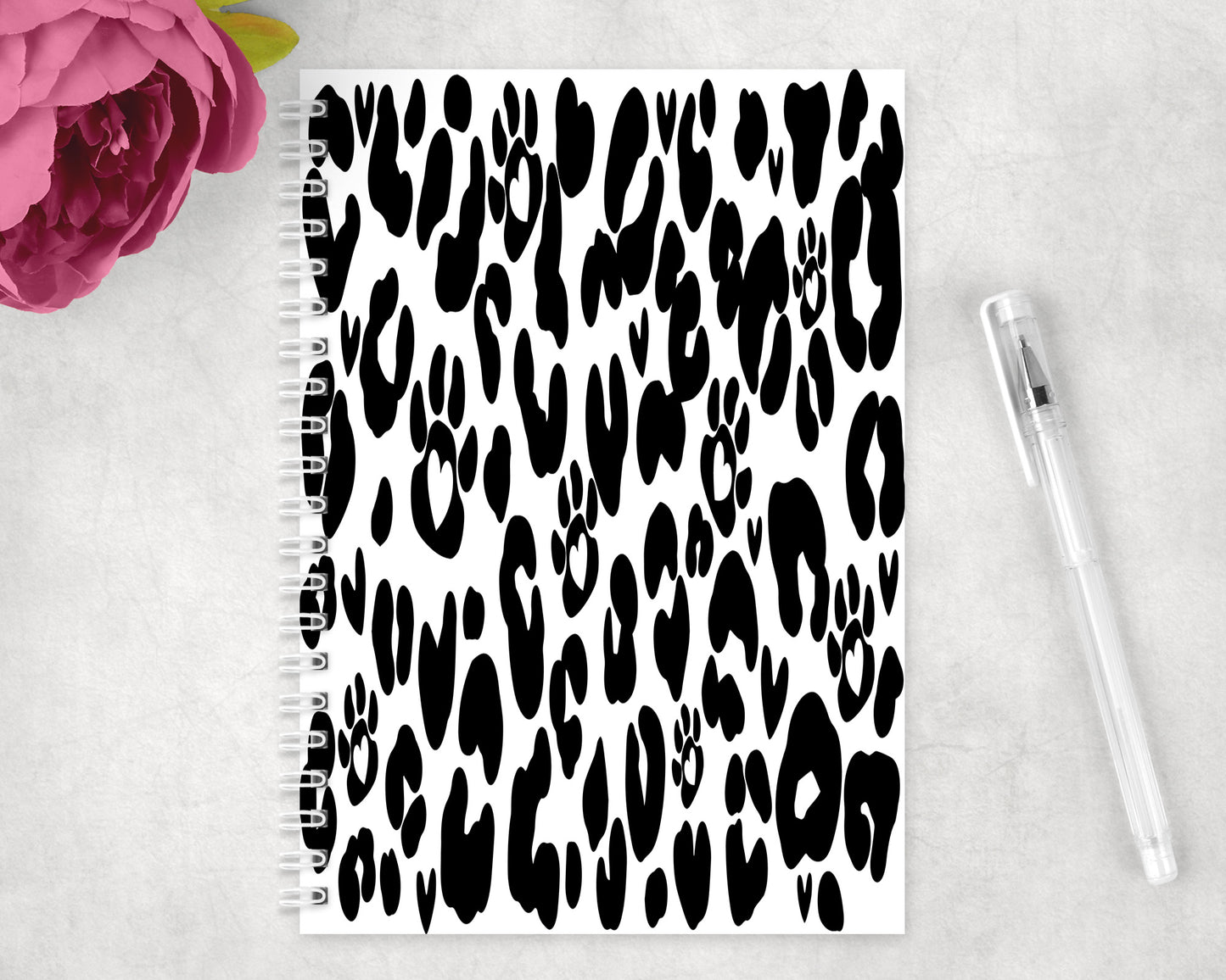 Leopard Print Paw Prints Spiral Lined A5 Journal - 1125