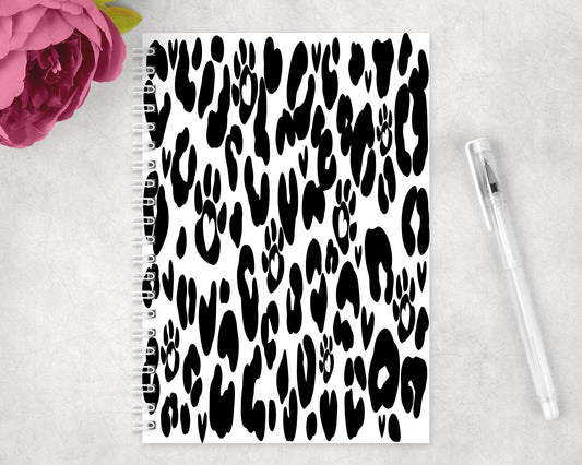 Leopard Print Paw Prints Spiral Lined A5 Journal - 1125