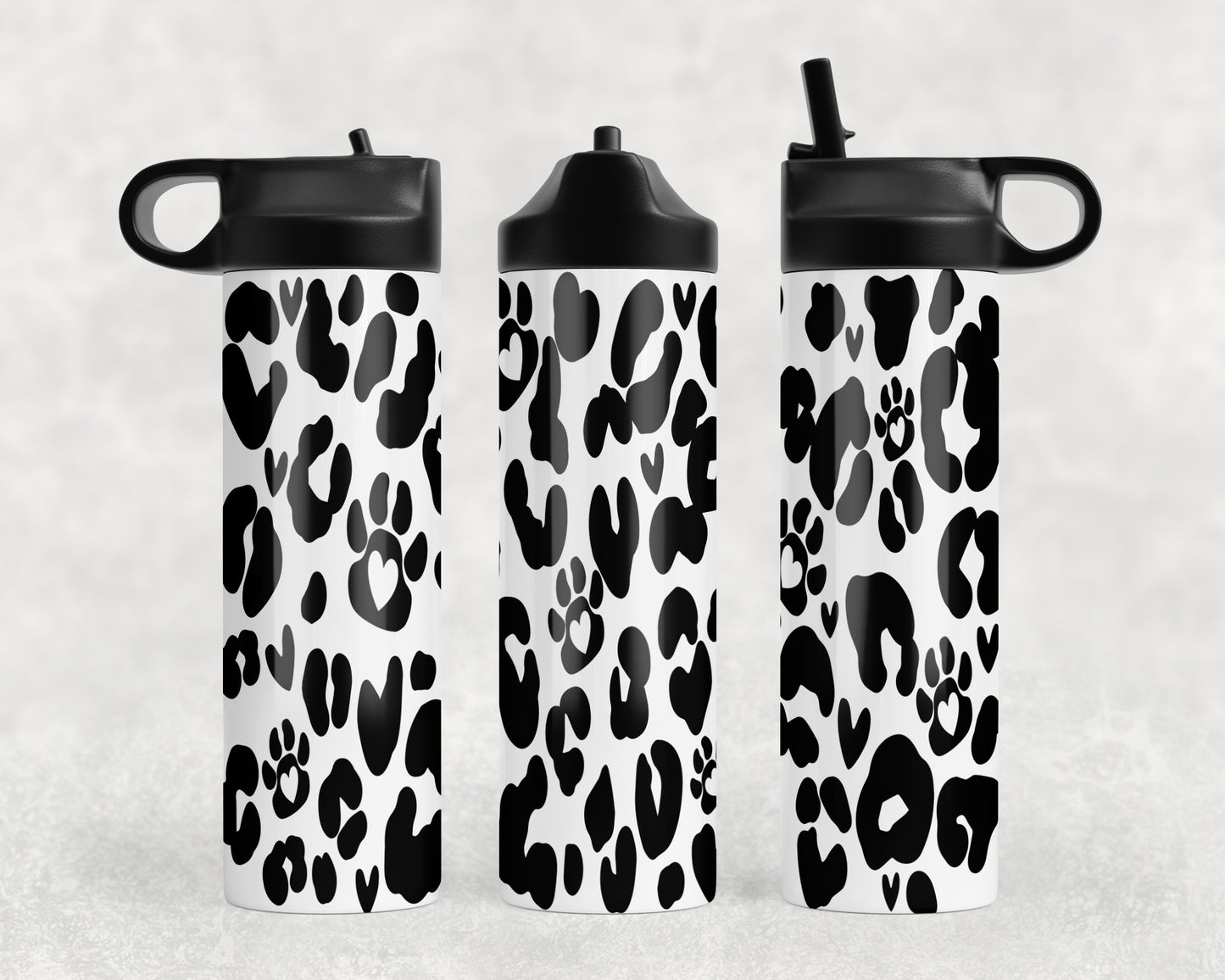 Leopard Print Paw Prints Water Bottle - 1125