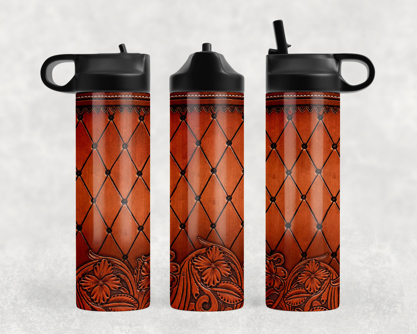 Printed Leather Skull Water Bottle - 1128