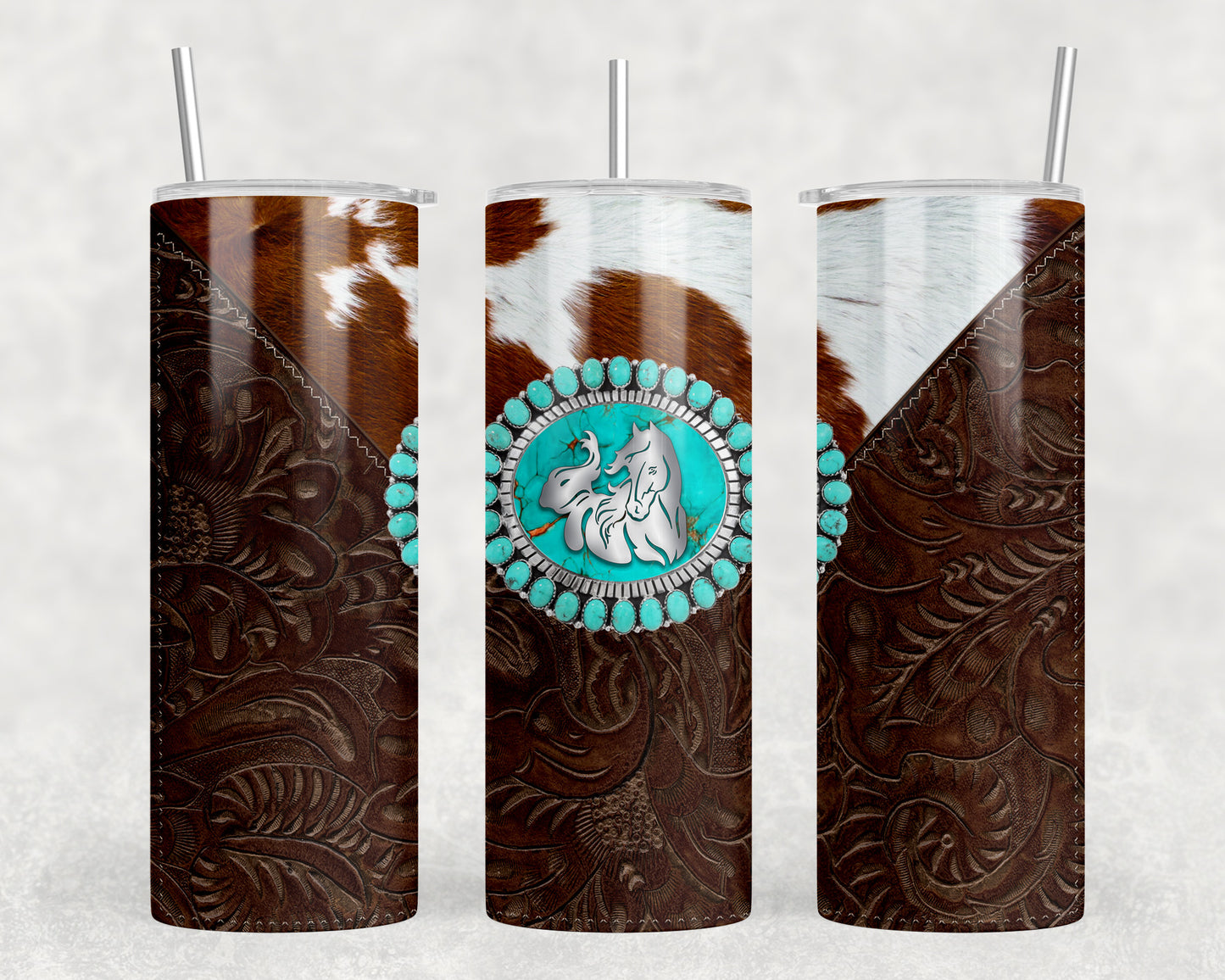 Printed Leather Horse 20oz Skinny Tumbler - 1130