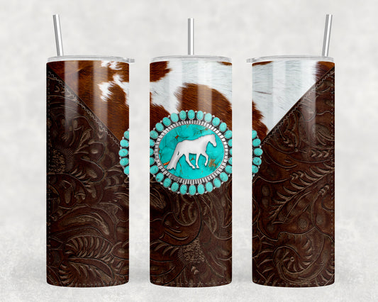 Printed Leather Horse 20oz Skinny Tumbler - 1133