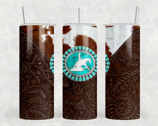 Printed Leather Horse 20oz Skinny Tumbler - 1135