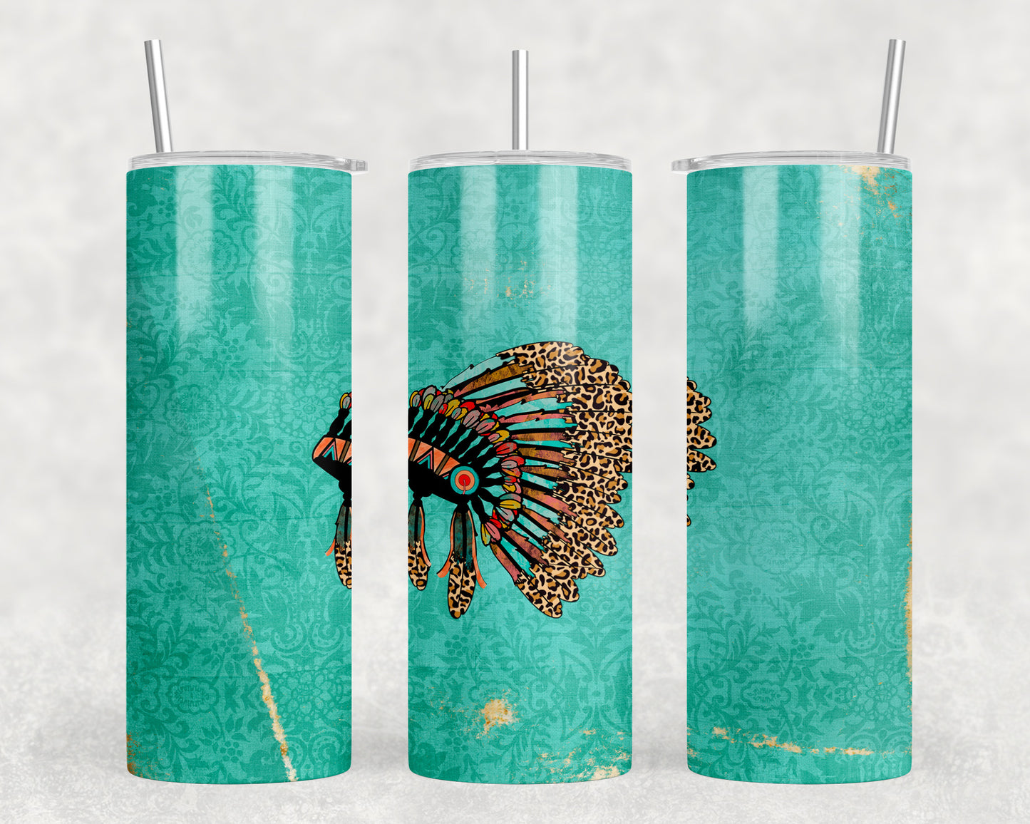 Turquoise Headdress 20oz Skinny Tumbler - 1136