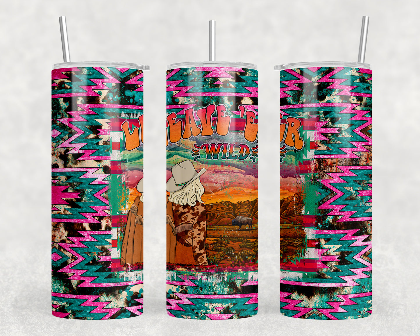 Aztec Leave Er Wild 20oz Skinny Tumbler - 1137