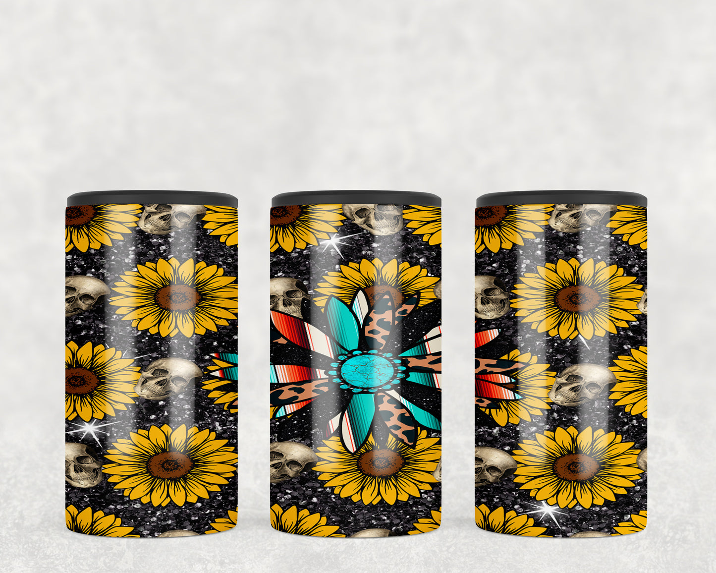 Serape Sunflower Skulls 5-in-1 Can Hugger Tumbler - 1138