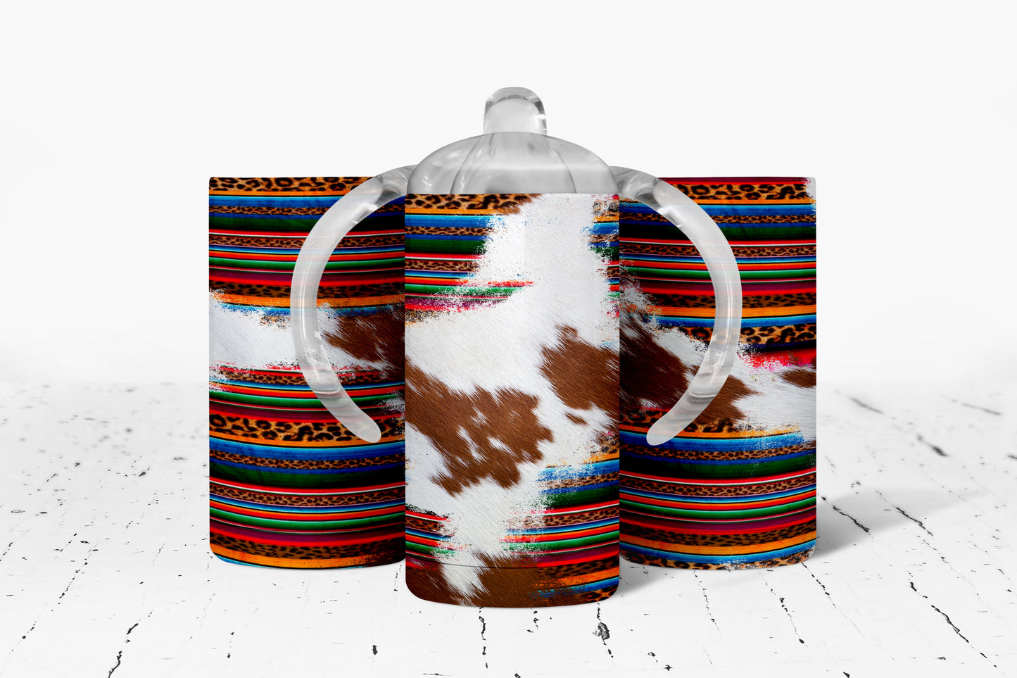 Serape Printed Cowhide Kids Dual Lid Sippy Cup Tumbler - 1140