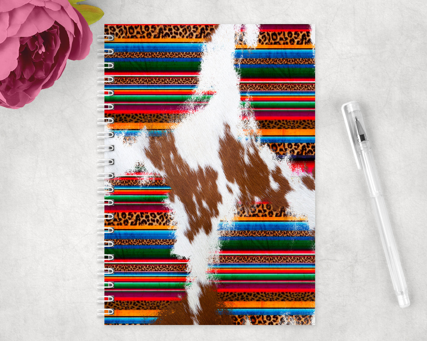 Serape Printed Cowhide Spiral Lined A5 Journal - 1140