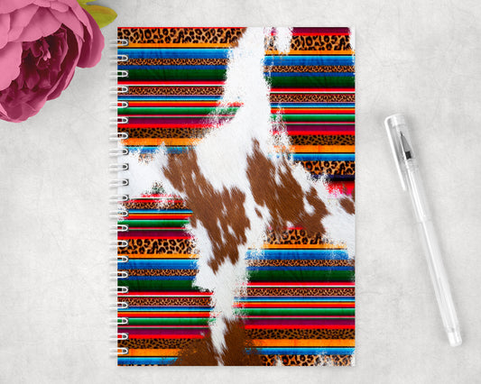 Serape Printed Cowhide Spiral Lined A5 Journal - 1140