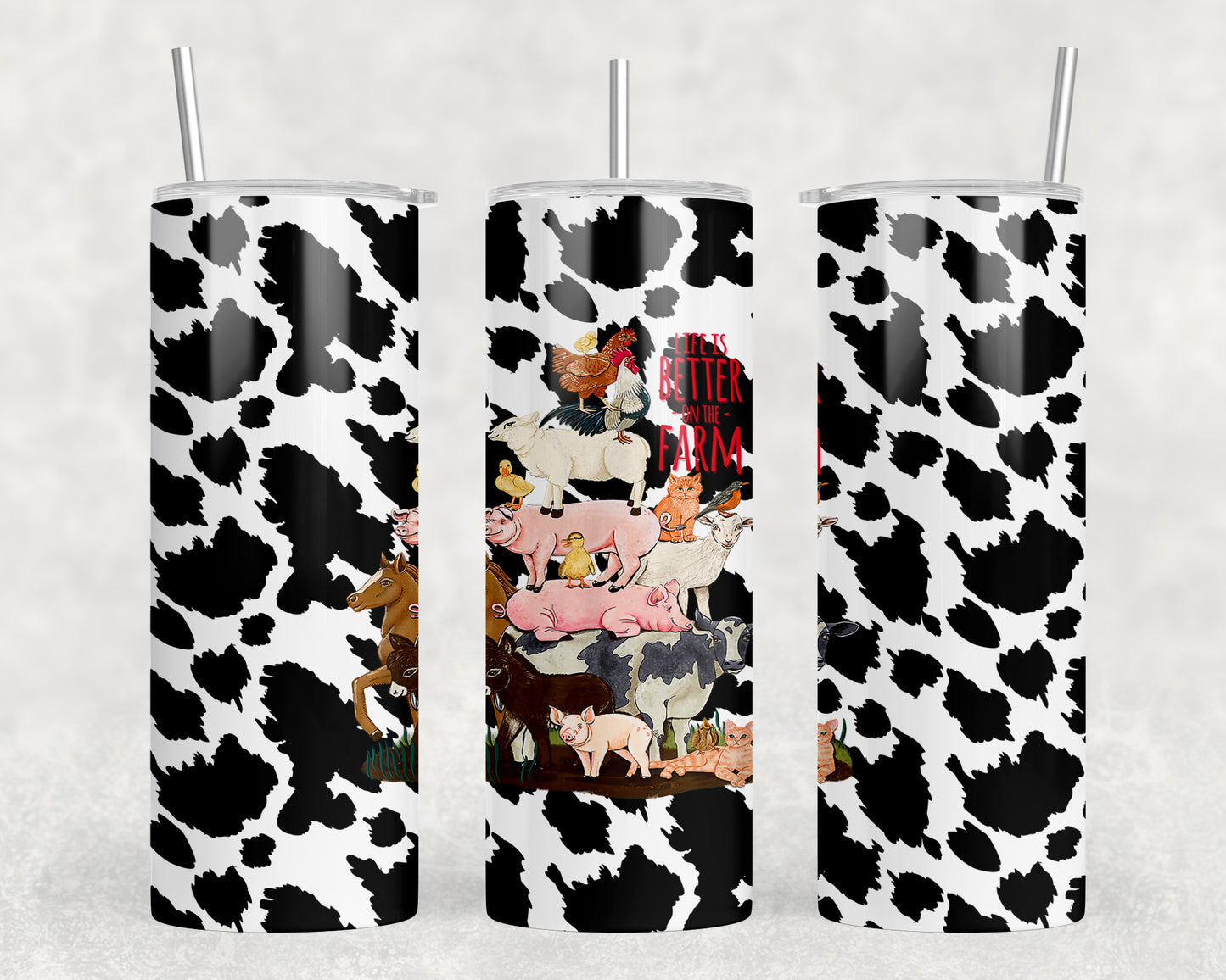 Cow Print Livestock 20oz Skinny Tumbler - 1141