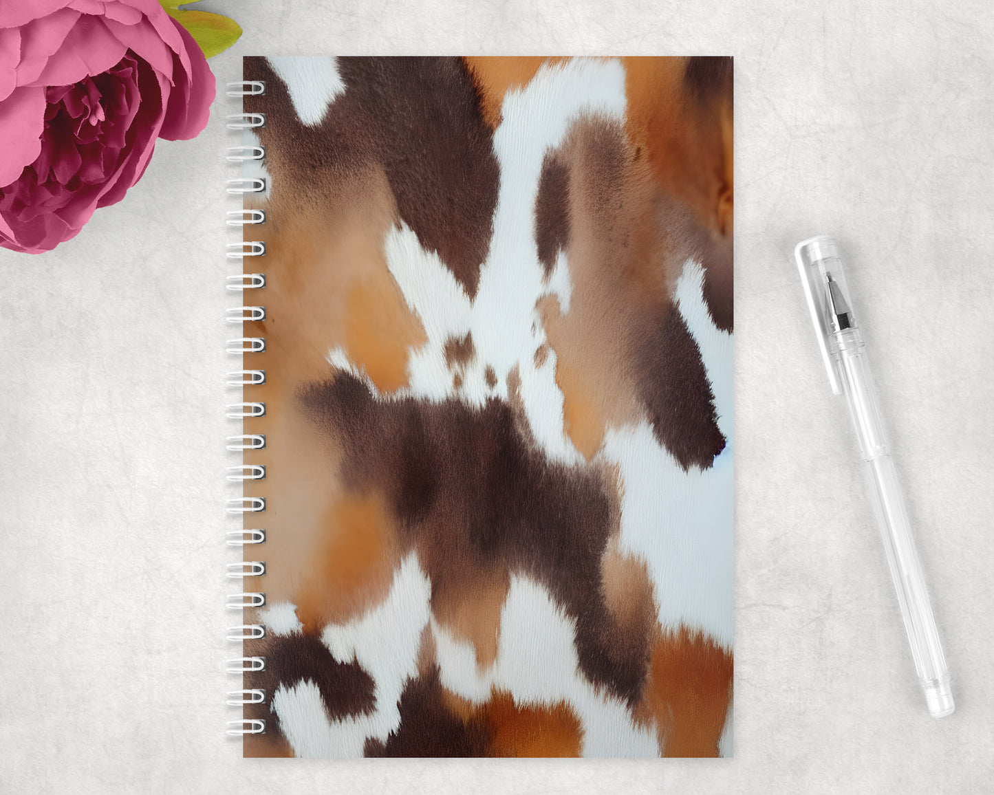 Printed Cowhide Spiral Lined A5 Journal - 1144