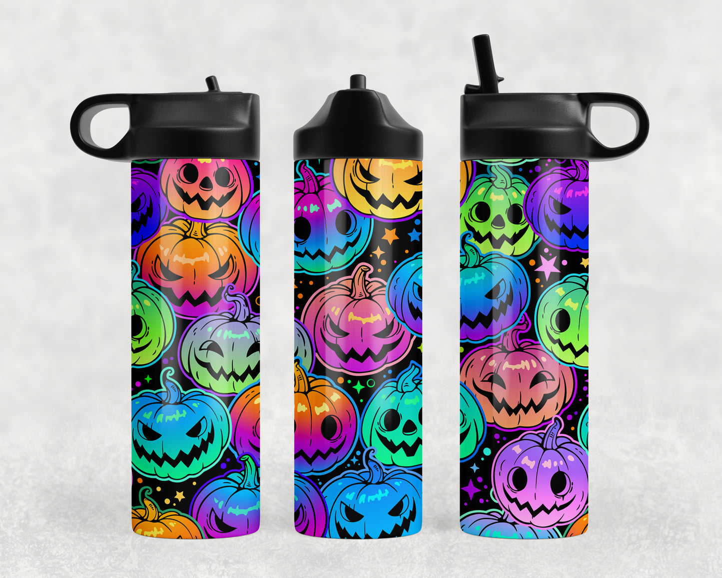 Halloween Neon Pumpkins Water Bottle - 1145