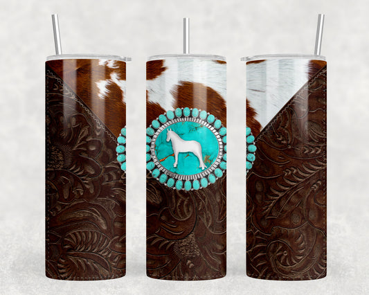 Printed Leather Horse 20oz Skinny Tumbler - 1148