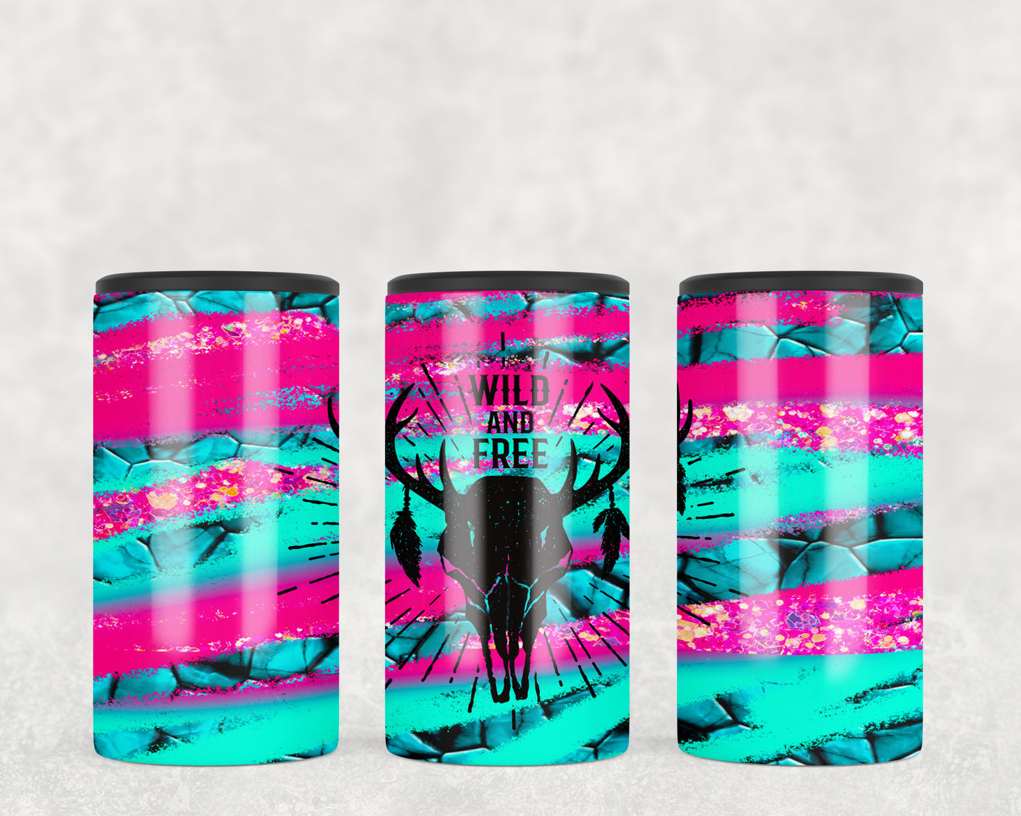 Neon Wild and Free Skull 5-in-1 Can Hugger Tumbler - 1152