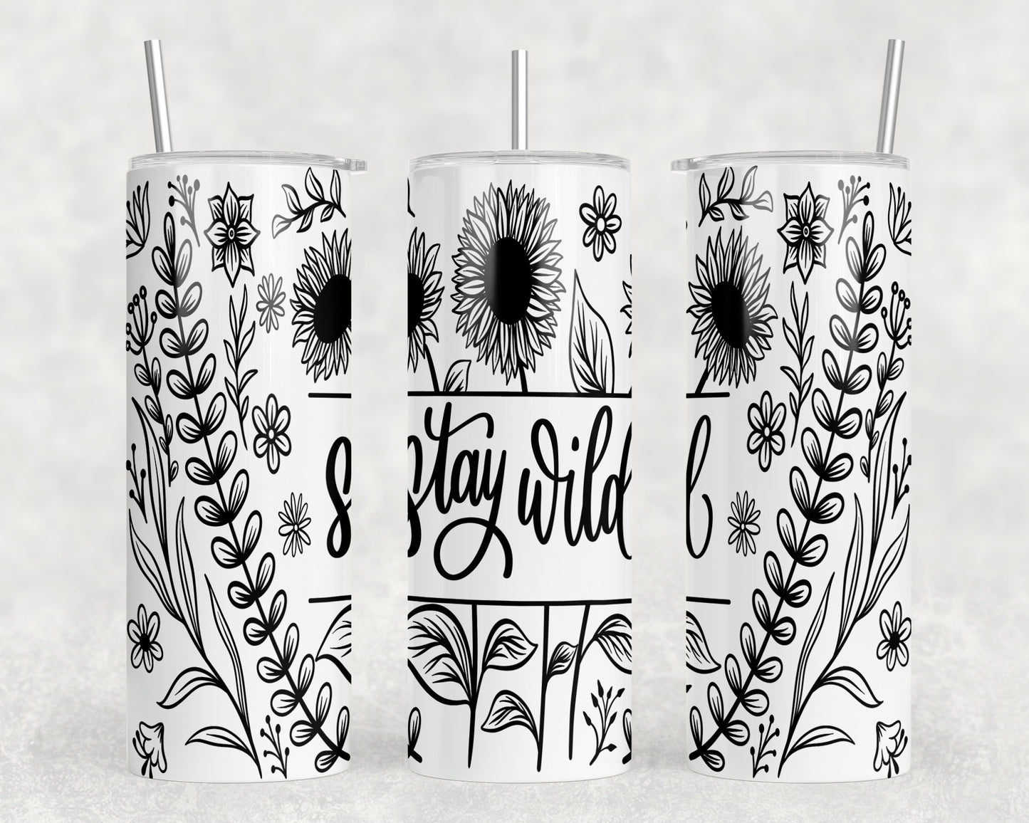 Stay Wild Sunflower 20oz Skinny Tumbler - 1157