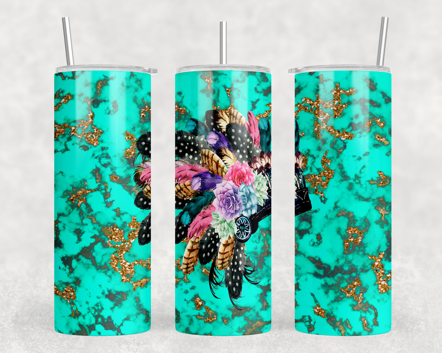 Turquoise Headdress 20oz Skinny Tumbler - 1159