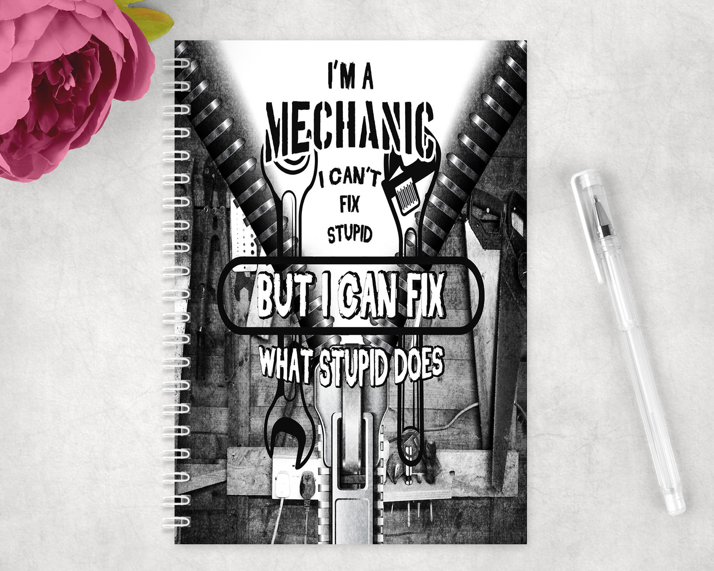 Funny Mechanic Spiral Lined A5 Journal - 1163