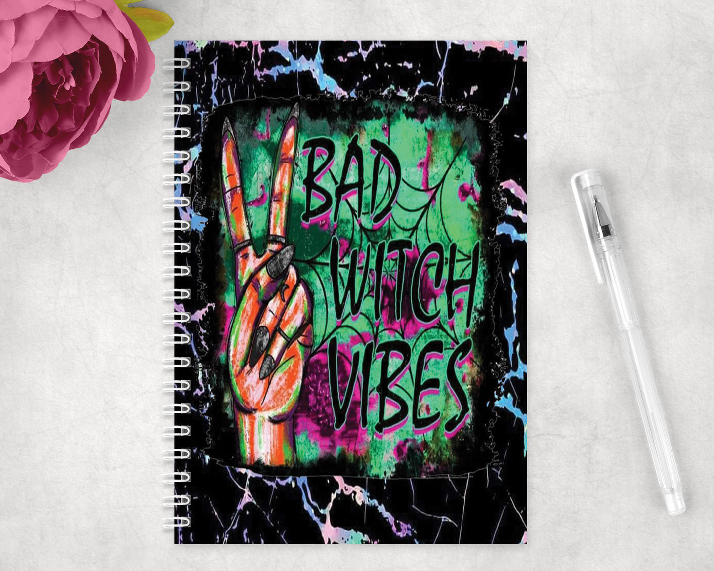 Halloween Bad Witch Vibes Spiral Lined A5 Journal - 1170