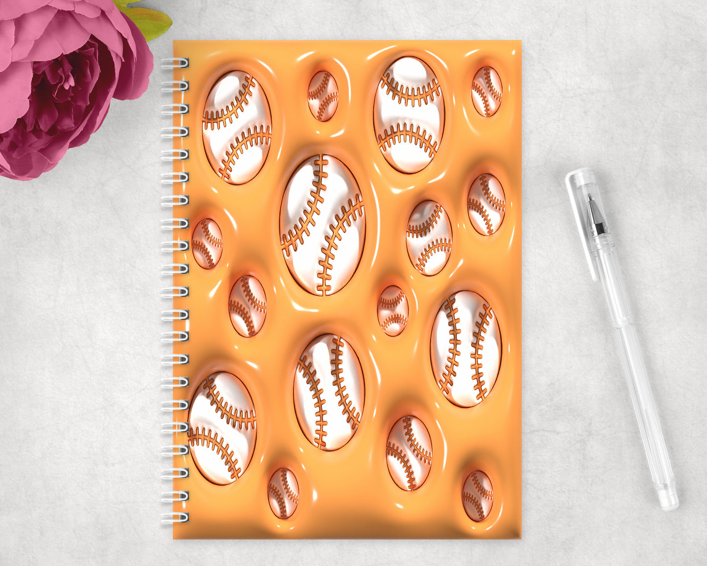 Baseball Inflated Spiral Lined A5 Journal - 1177