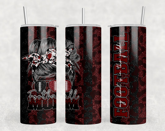 Red and Black Football Mom 20oz Skinny Tumbler - 117