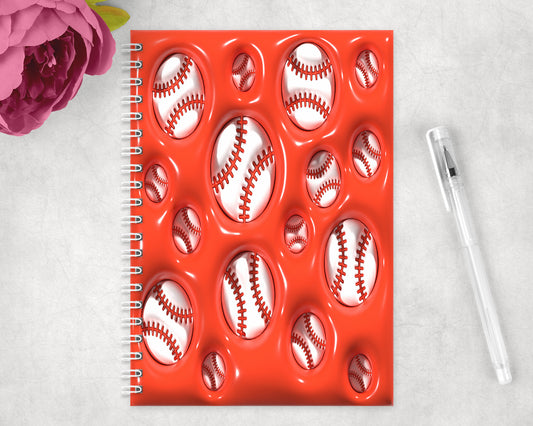 Baseball Inflated Spiral Lined A5 Journal - 1186