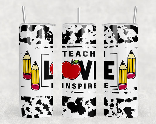 Cow Print Teacher 20oz Skinny Tumbler - 1194