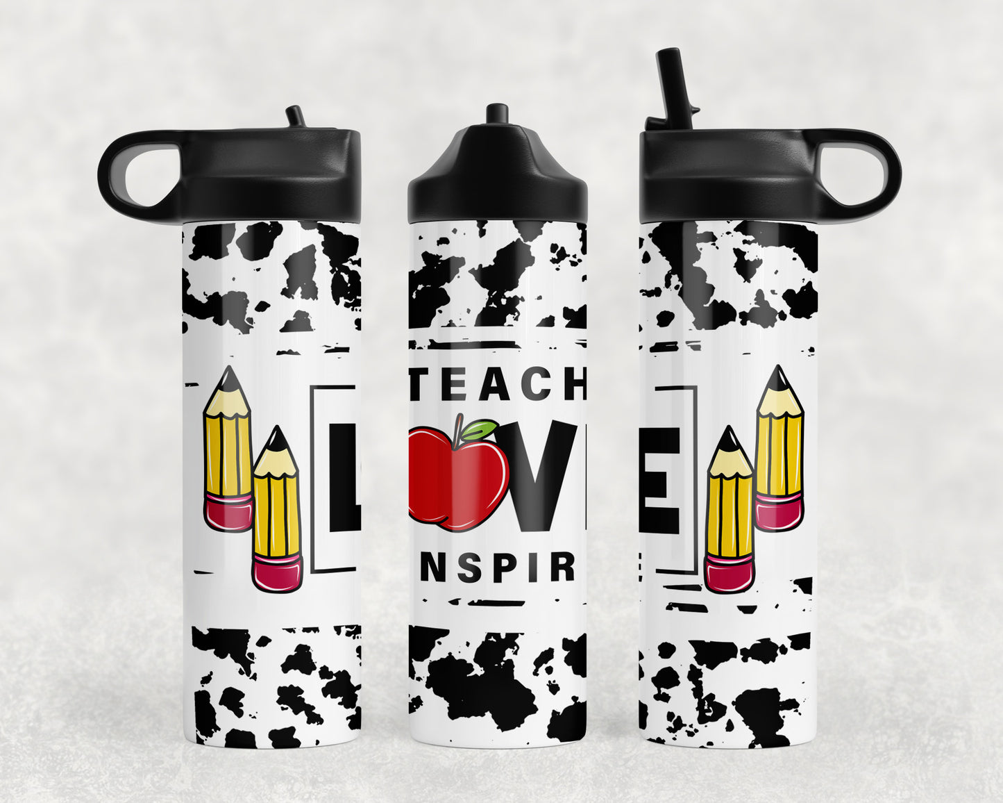 Cow Print Teacher Water Bottle - 1194