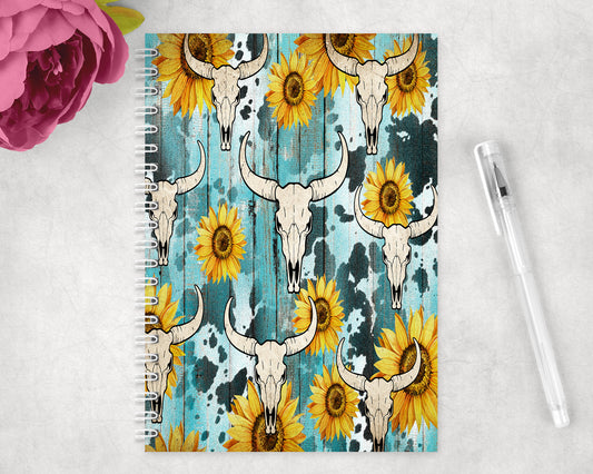 Sunflower Mini Skulls Spiral Lined A5 Journal - 1205