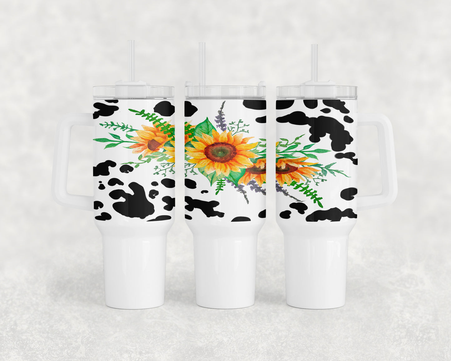 Cow Print Sunflower 40oz Tumbler - 1206