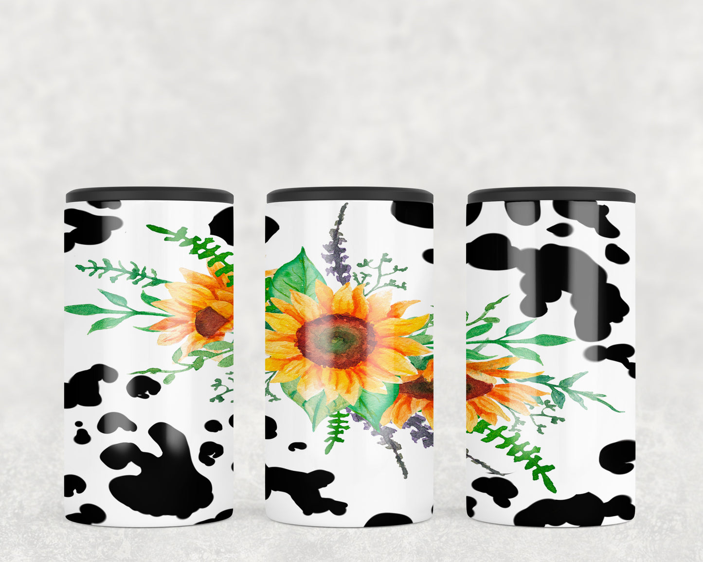 Cow Print Sunflower 5-in-1 Can Hugger Tumbler - 1206