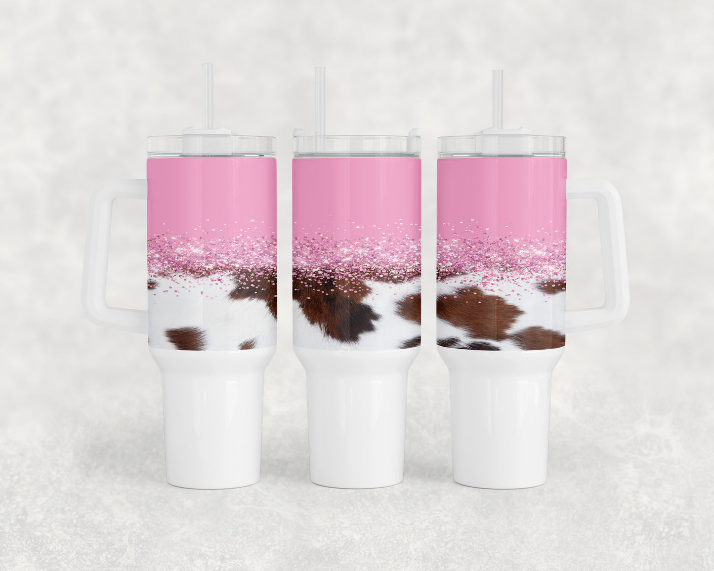 Printed Cowhide And Pink 40oz Tumbler - 1208