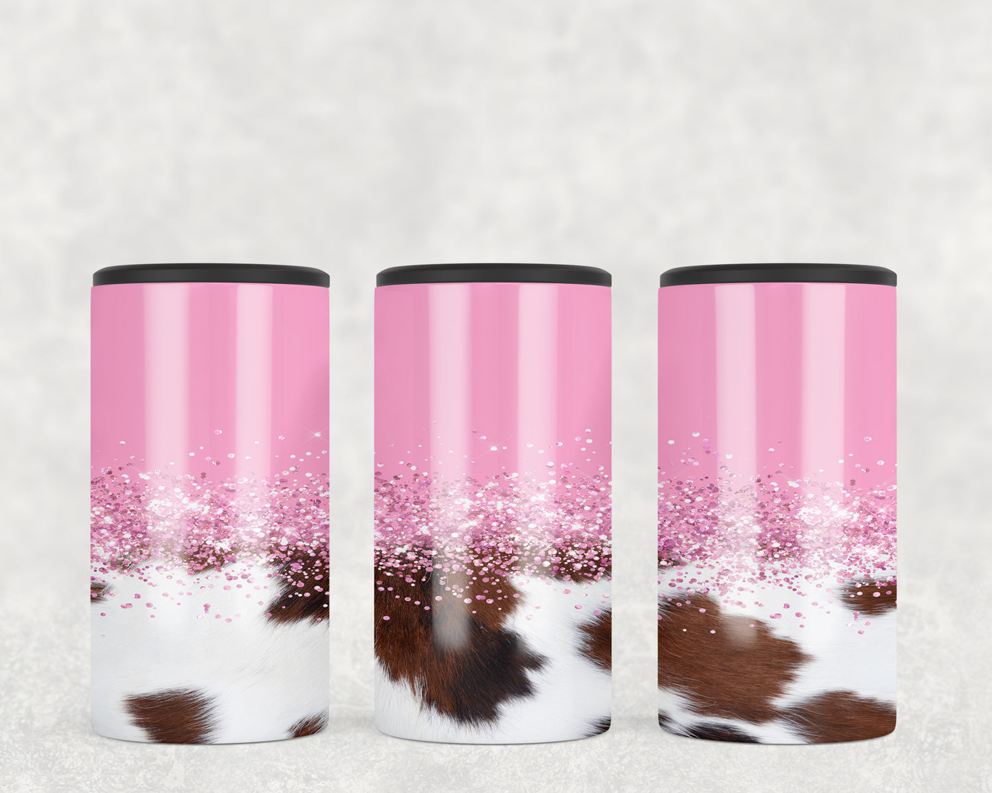 Printed Cowhide And Pink 5-in-1 Can Hugger Tumbler - 1208