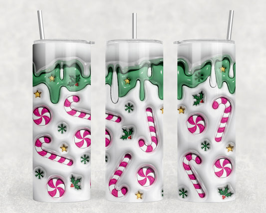 Christmas Candy Canes Inflated 20oz Skinny Tumbler - 1211