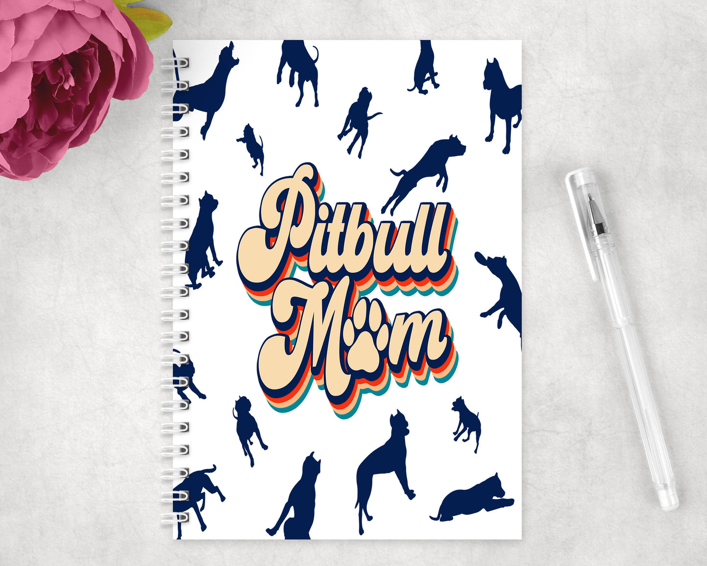 Pitbull Dog Mom Spiral Lined A5 Journal - 1212