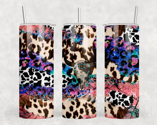 Printed Cowhide Skull 20oz Skinny Tumbler - 1231