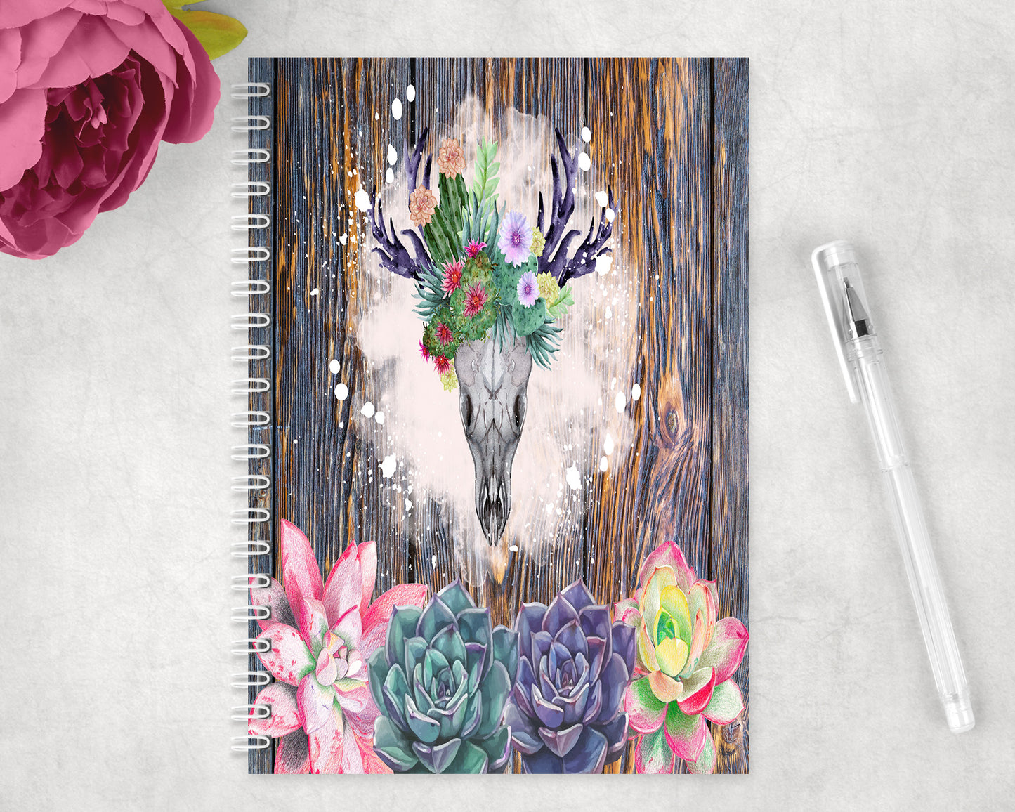 Succulent Skull Spiral Lined A5 Journal - 1239