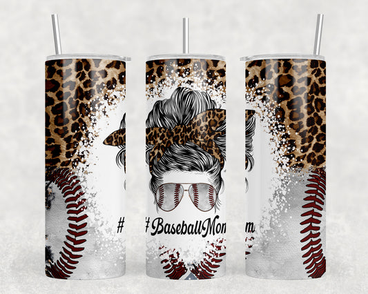 Leopard Print Baseball Mom 20oz Skinny Tumbler - 1240