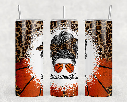 Leopard Print Basketball Mom 20oz Skinny Tumbler - 1247