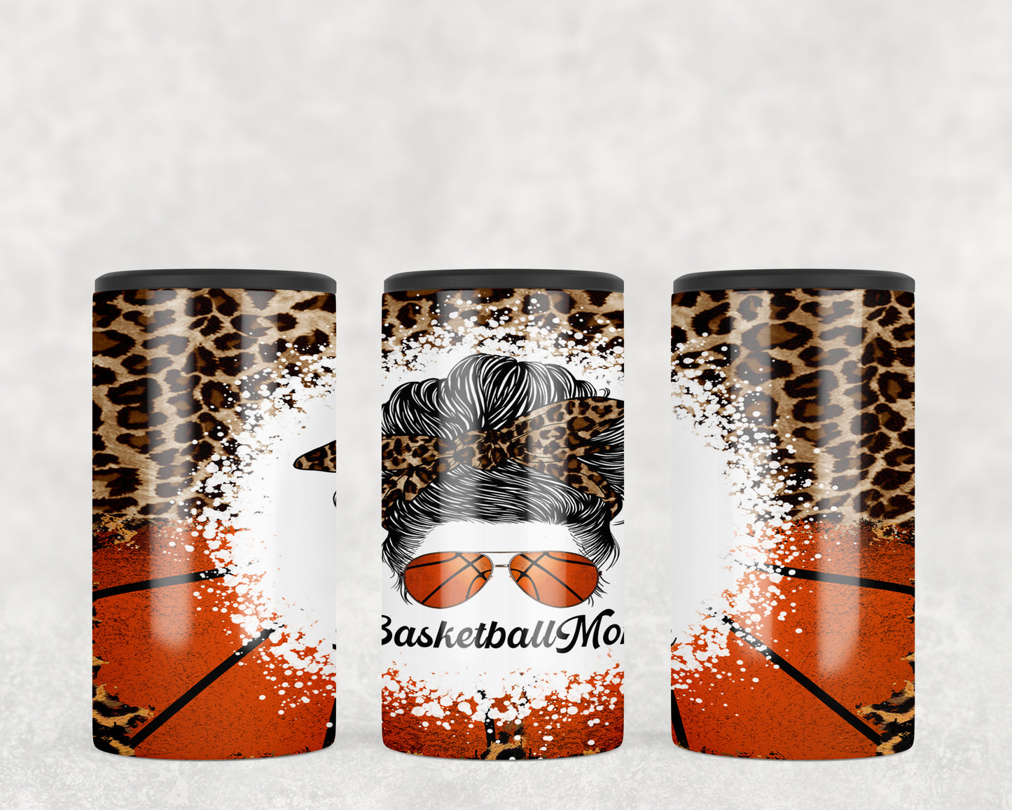 Leopard Print Basketball Mom 5-in-1 Can Hugger Tumbler - 1247