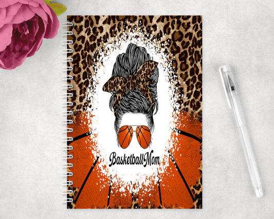 Leopard Print Basketball Mom Spiral Lined A5 Journal - 1247