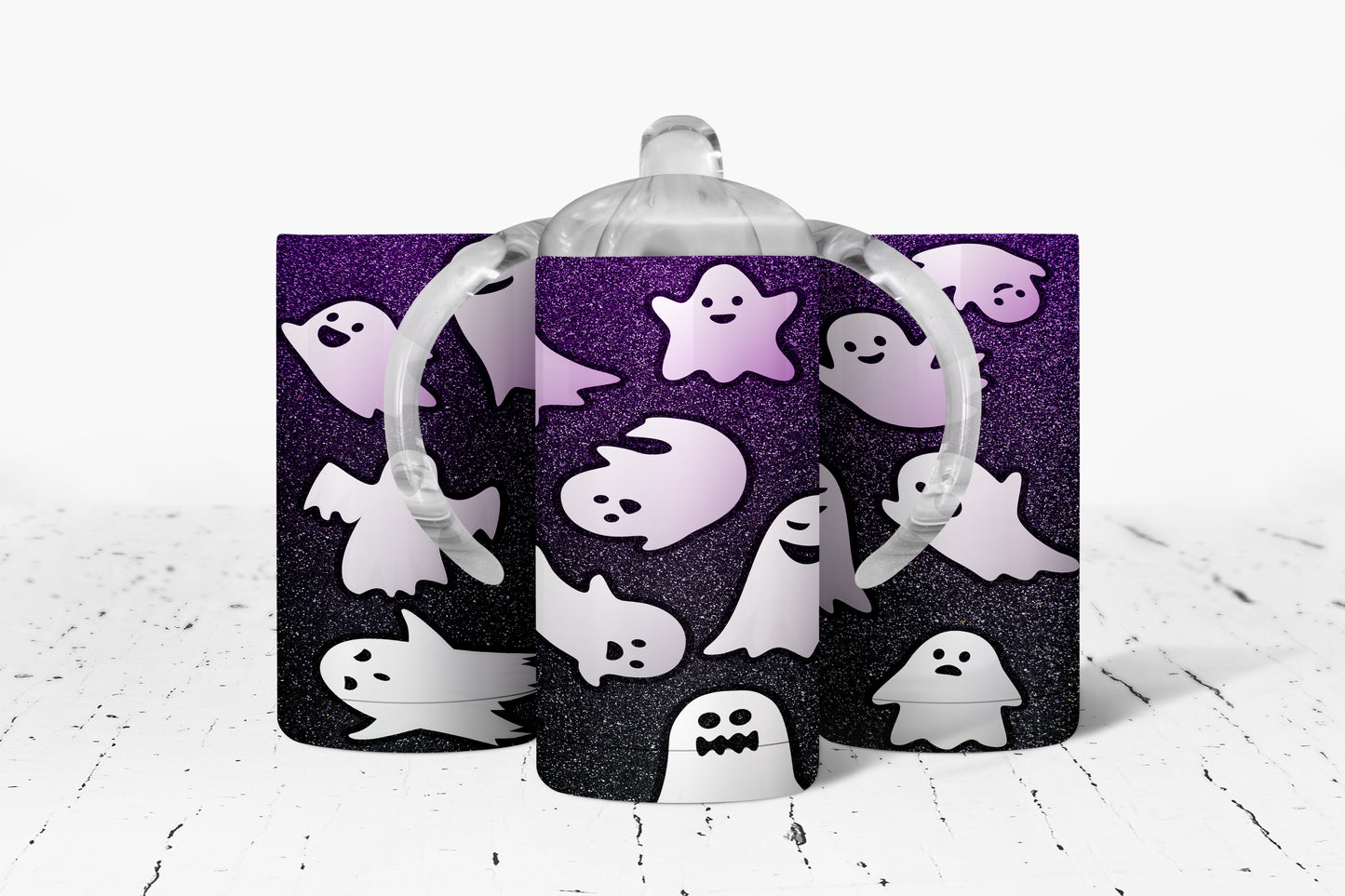 Halloween Ghosts Kids Dual Lid Sippy Cup Tumbler - 1249