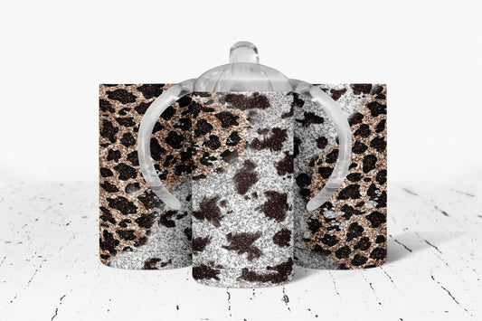 Leopard Print Kids Dual Lid Sippy Cup Tumbler - 1255